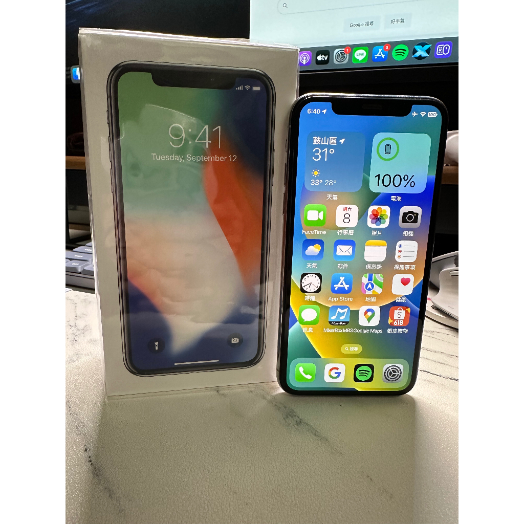 自用自售『限高雄面交』 iPhone X 64G Silver 銀色無拆機無維修電池