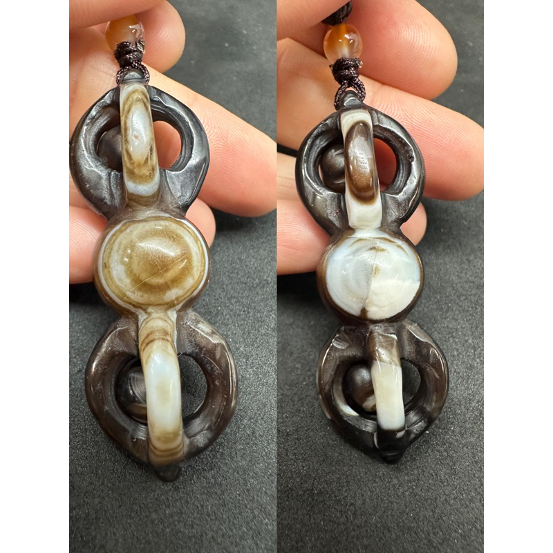 D9194 天然西藏原礦金剛杵九頁岩天眼珠九頁岩天珠項鍊| 蝦皮購物