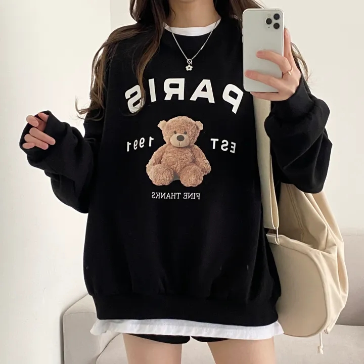 ［特價$149→$99］內加絨LOGO廓形圓領衛衣