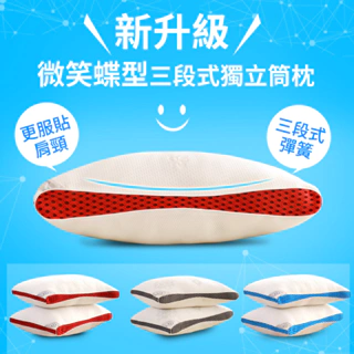 【LooCa釋放壓力的專家】微笑 蝶型 三段式 獨立筒 枕頭 獨立筒枕 三段式枕 枕頭 微笑枕 好眠枕 透氣圍邊 透氣枕