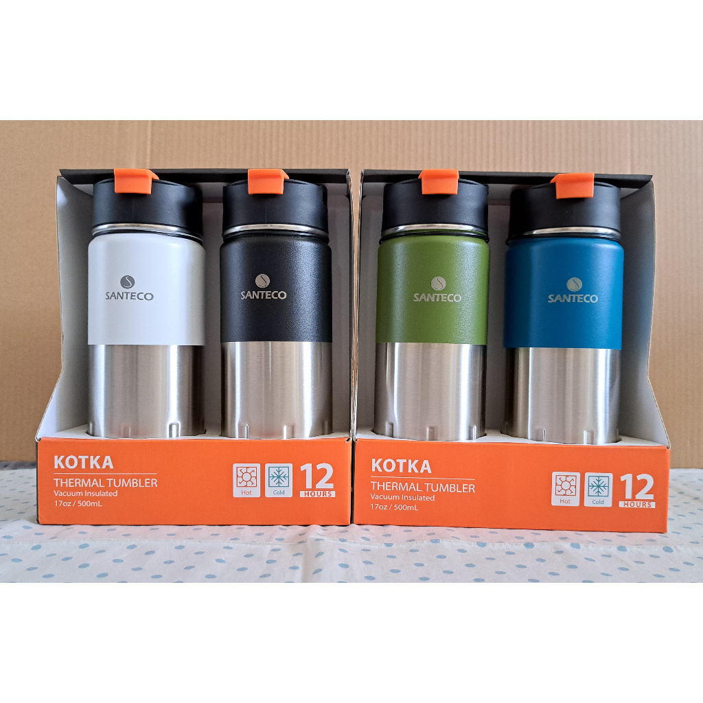 SANTECO 17 oz Stainless Steel Coffee Mug, Kariba Thermal Tumbler, Vacuum Insulated, Milk White