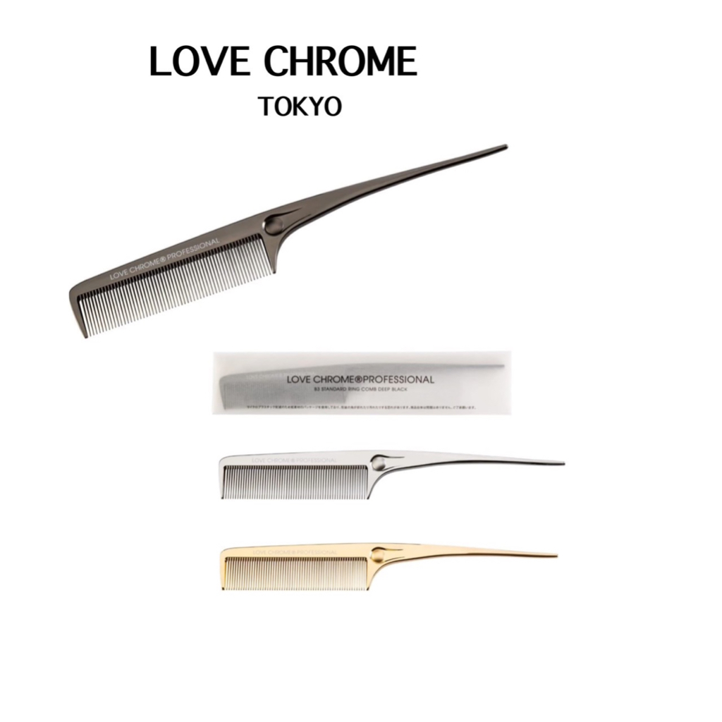 LOVE CHROME professional RING COMB 黑 銀 金 沙龍面部護理髮梳 | 蝦皮購物