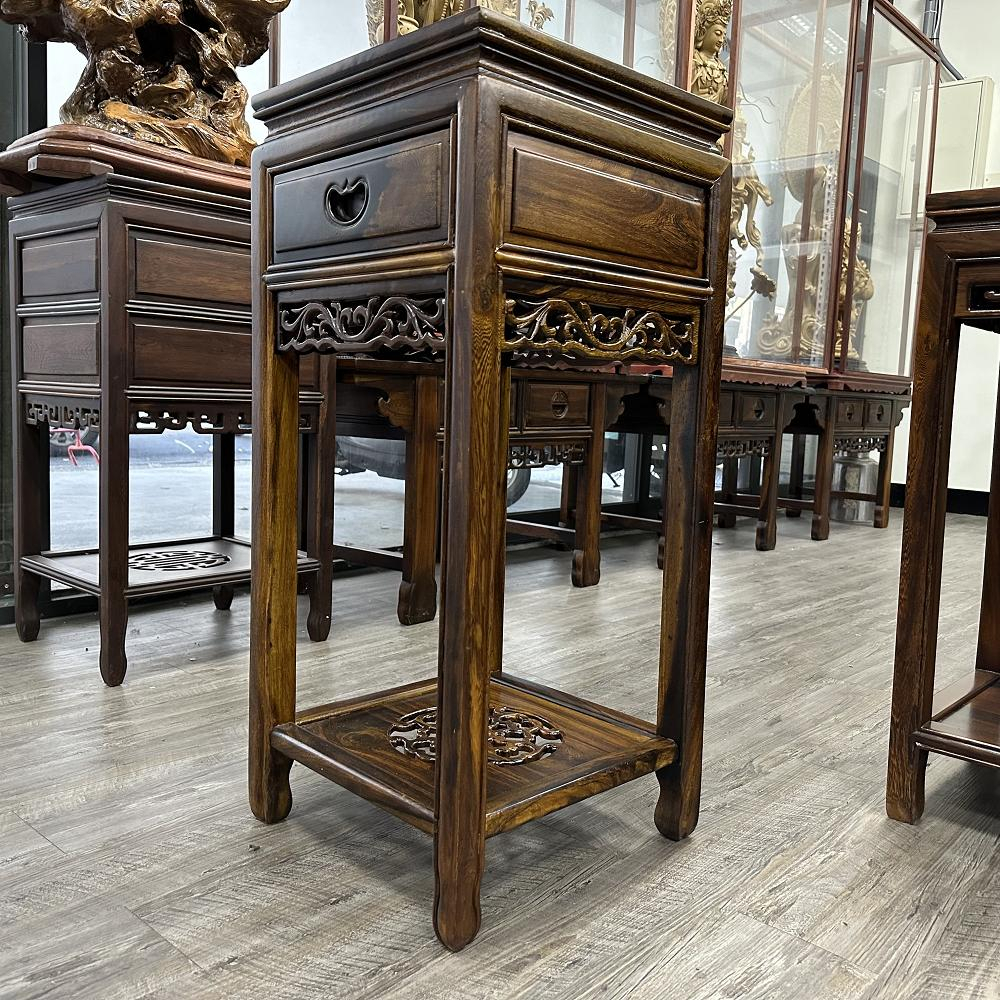 御古齋】精選雞翅木四方花台一抽窗花雕藝品展示桌花台美觀仿古實木家具