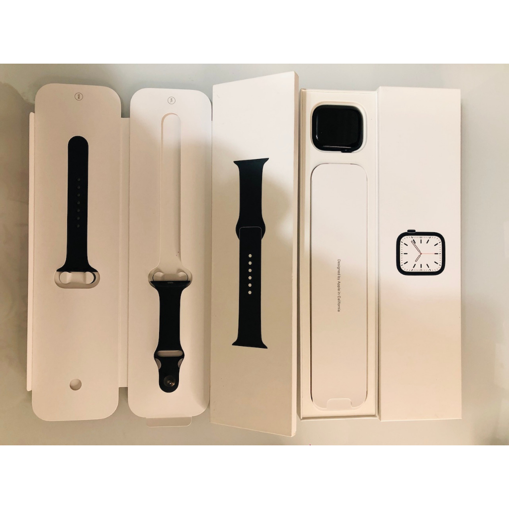 台中Apple Watch Series 7 GPS 45mm 午夜色鋁金屬錶殼黑色運動錶帶