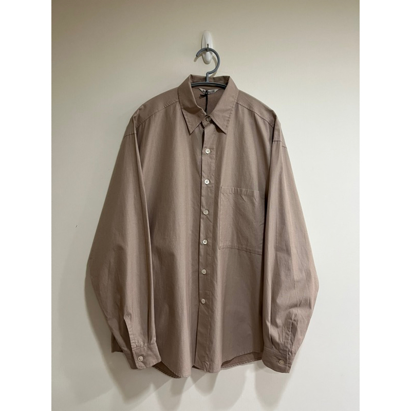 全新) AURALEE / WASHED FINX TWILL BIG SHIRTS 混褐色3號寬版襯衫寬鬆