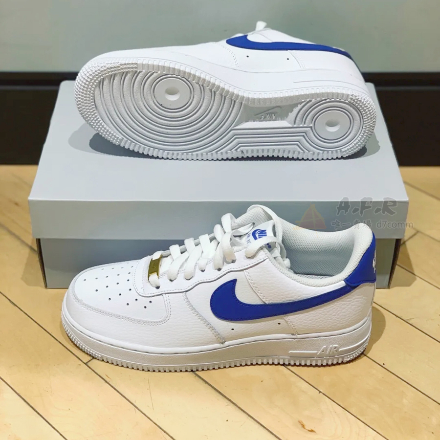 Nike Air Force 1 AF1 Royal Blue 白藍皇家藍金標荔枝皮休閒鞋