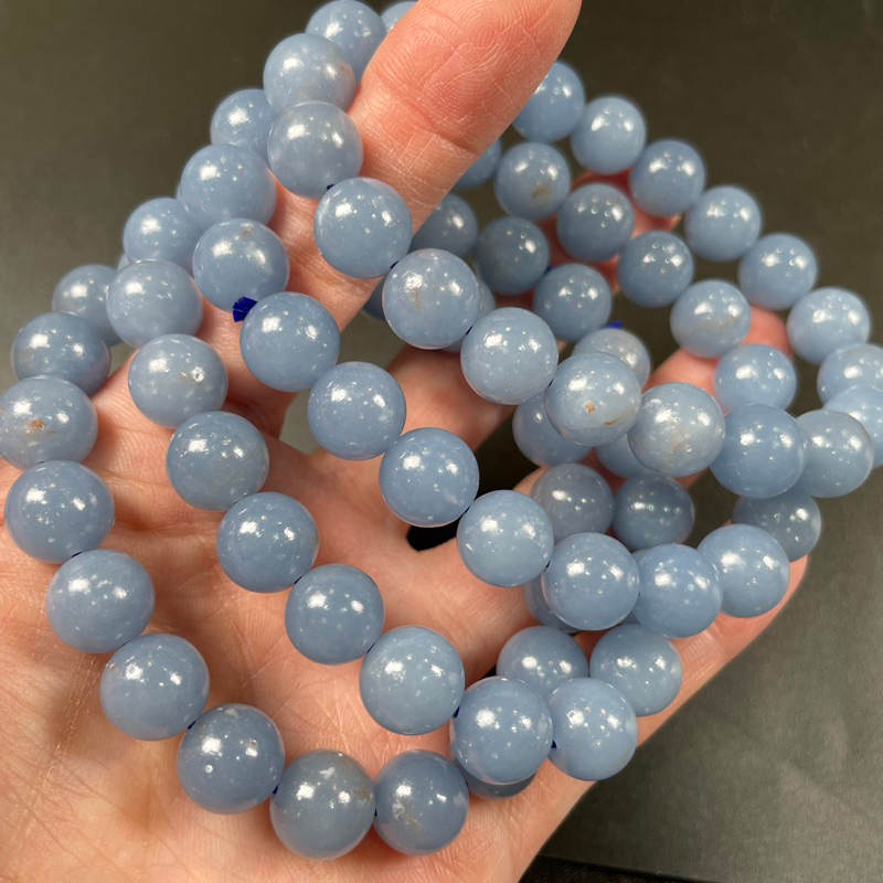 玩石頭♥️天然 秘魯 天使石 手珠 手鍊 Angelite 藍色硬石膏 現貨 實拍 | 蝦皮購物
