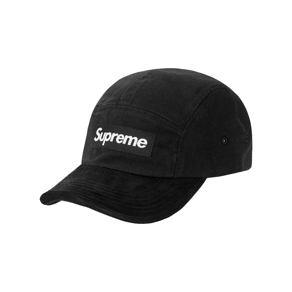 Supreme 23ss Suede Visor Camp Cap 麂皮拼接 老帽 黑色 彎檐 五分割帽 【tcc】 蝦皮購物 8874