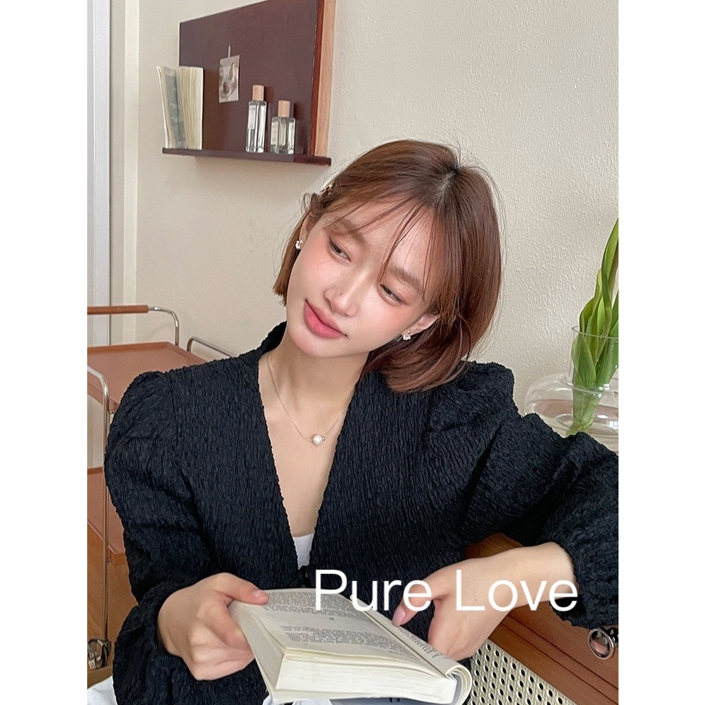 Pure Love樂芙 /正韓 銀飾【S925純銀】E0766簡約純銀耳針愛心珍珠後掛兩戴式耳環 / 金 | 蝦皮購物