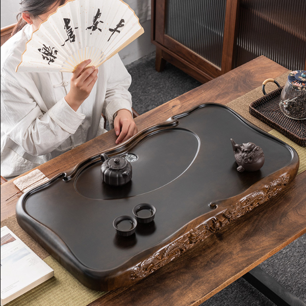 黑檀木茶盤 家用整塊實木茶海茶臺 小號長方形原木花梨托盤 簡約排水 | 蝦皮購物