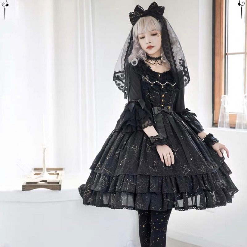 十一月咲夜 lolita 星之暗語 jsk op 姬袖襯衫 免運 正品 cla 星星 星空 蘿莉塔 洋裝 姬袖 內搭 | 蝦皮購物