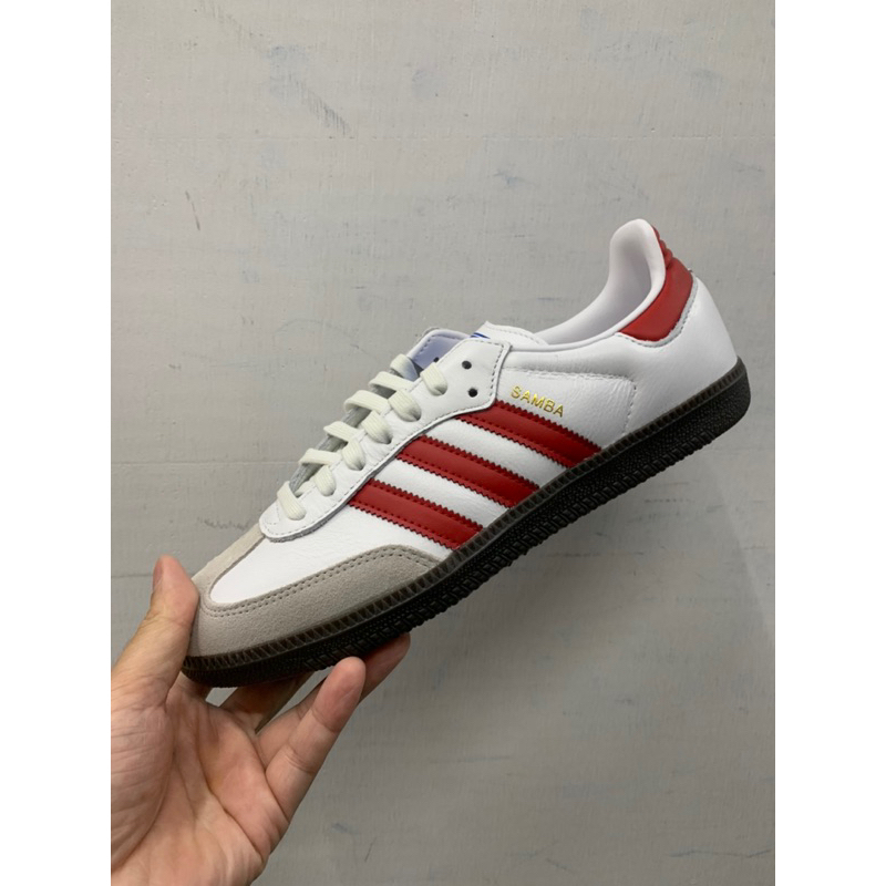 Taiwan小鮮肉> 台灣公司貨ADIDAS SAMBA OG 白紅復古休閒鞋男女IG1025