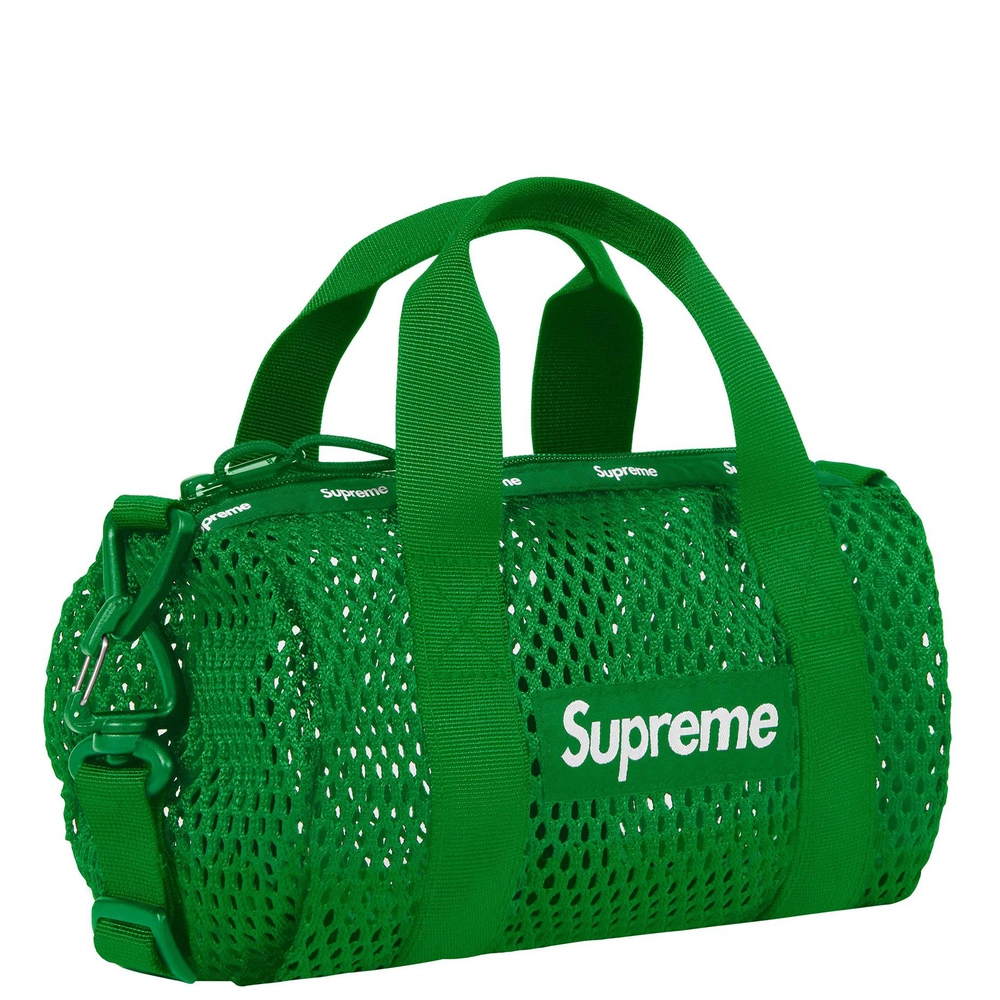 HAru]SUPREME SS23 MESH MINI DUFFLE BAG BV綠豹紋網眼透視圓筒包側