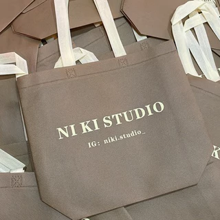 【NIKI台灣實拍】NI KI STUDIO 賣場獨家訂製不織布深卡其購物袋手提袋
