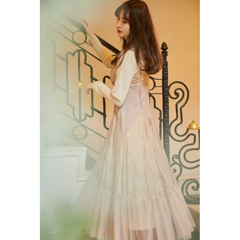 二手正品Her lip to♡Lace-Trimmed Satin Cami Dress 黑M | 蝦皮購物