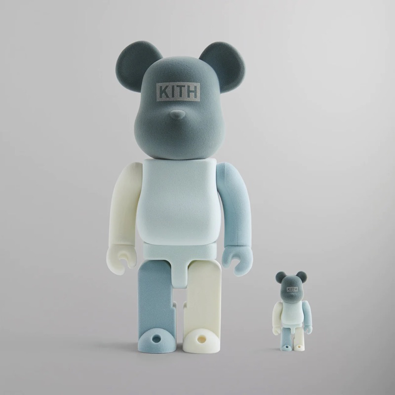 KITH for MEDICOM TOY BE@RBRICK 100%/400% 灰階色系植絨款獨家