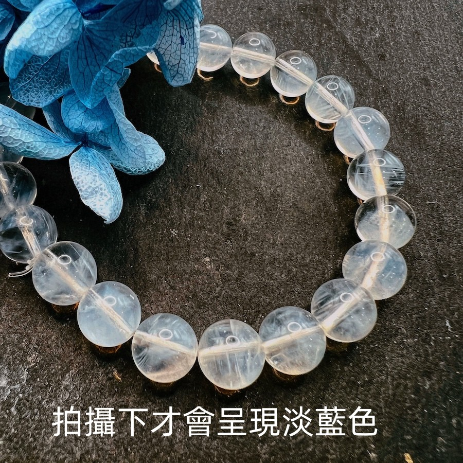 藍針水晶天然水晶7A級藍針異象水晶天使羽毛天然藍針手珠透體玻璃體水晶