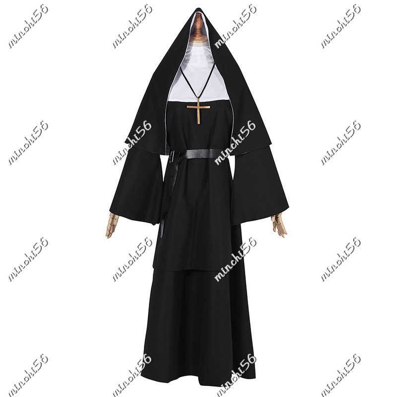 THE NUN鬼修女cos服 舞臺表演服裝大碼 修女服 牧師長袍 黑純色女修士服 | 蝦皮購物