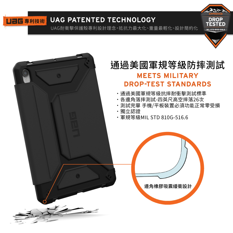 UAG 耐衝擊都會款 Galaxy Tab S8 Ultra (14.6 吋，2022) 軍規平板保護殼, 黑