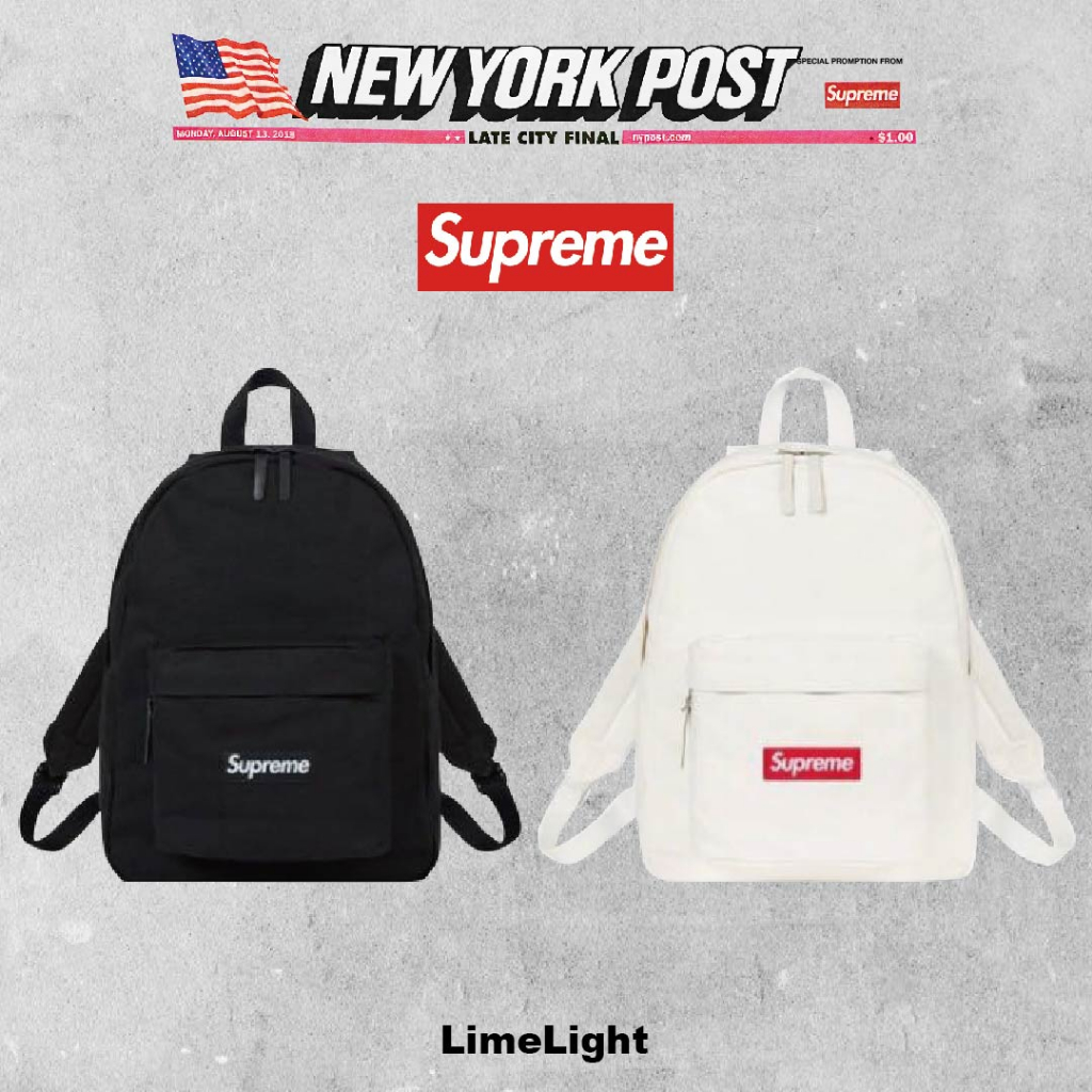 ☆LimeLight☆ Supreme Canvas Backpack 帆布後背包黑色/白色| 蝦皮購物