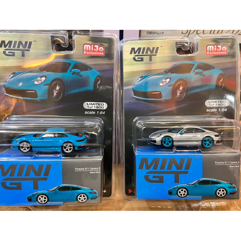 未 MINI GT 435 911 Carrera S Miami Blue（Bburago 1/64