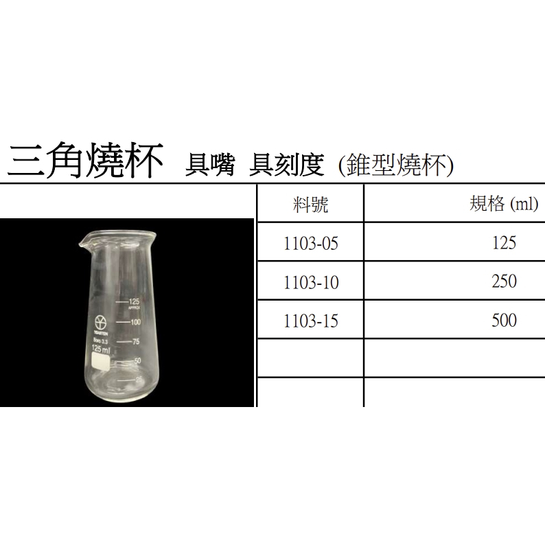 三角燒杯 錐形燒杯 錐型燒杯 具嘴 125/250/500ml 含稅 | 蝦皮購物