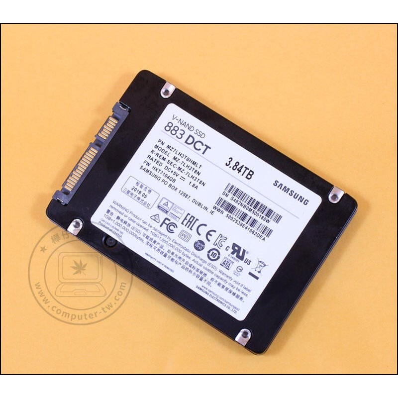 【樺仔中古電腦】三星 883 DCT 3.8TB MLC SSD MZ-7LH3T8N 企業固態硬碟 3.84T SSD