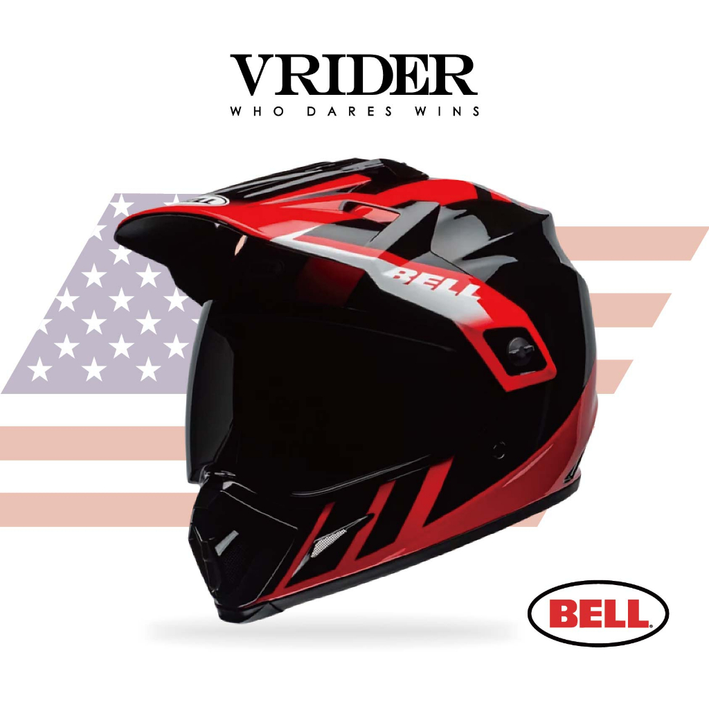 【VRIDER】總代理直營 Bell - MX9 ADV Dash Red 紅色警戒 鳥帽 多功能帽 越野帽 | 蝦皮購物
