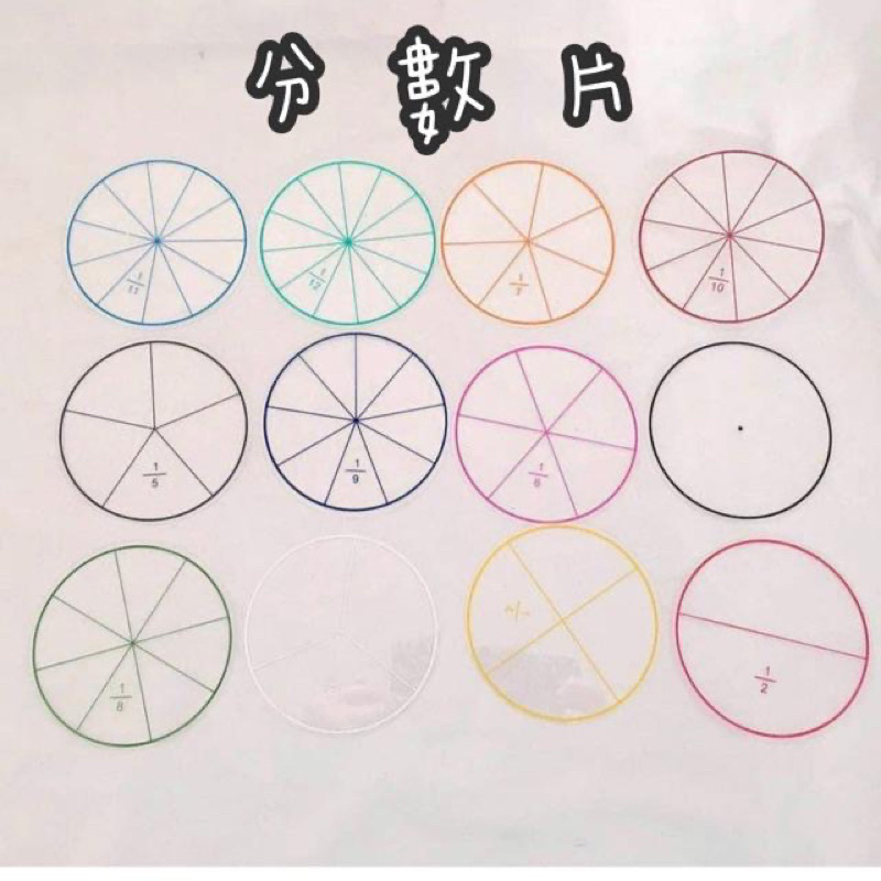 分數概念（兩份一組）透明分數片 分數片 分數教學 分數教材 分數 | 蝦皮購物
