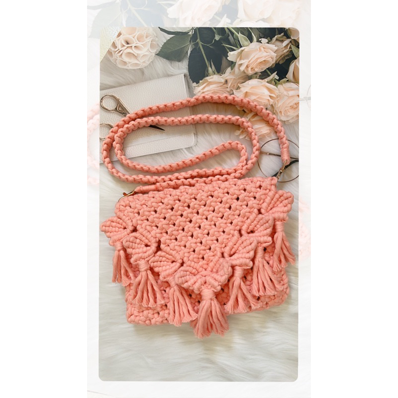 Macrame Shell Crossbody Clutch Bag（含揹帶） | 蝦皮購物