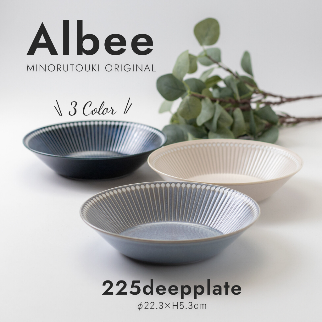 Albee 日本製 美濃燒 十草紋 輕量 圓盤 餐盤 深盤 直徑 22.3cm | 蝦皮購物