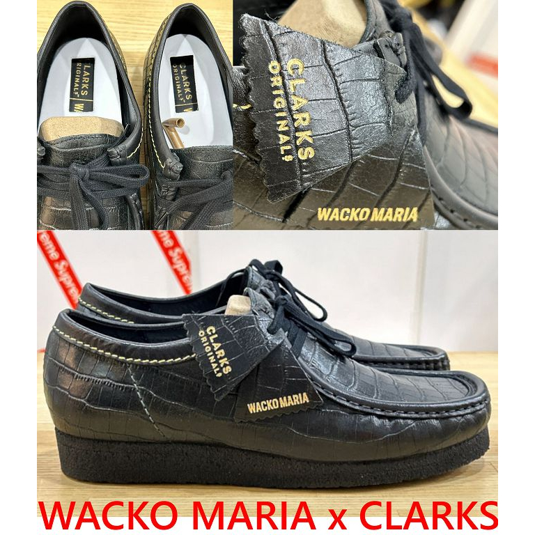 BLACK全新WACKO MARIA x CLARKS小牛皮Wallabee袋鼠鞋(蜥蜴皮/蛇皮/鱷魚