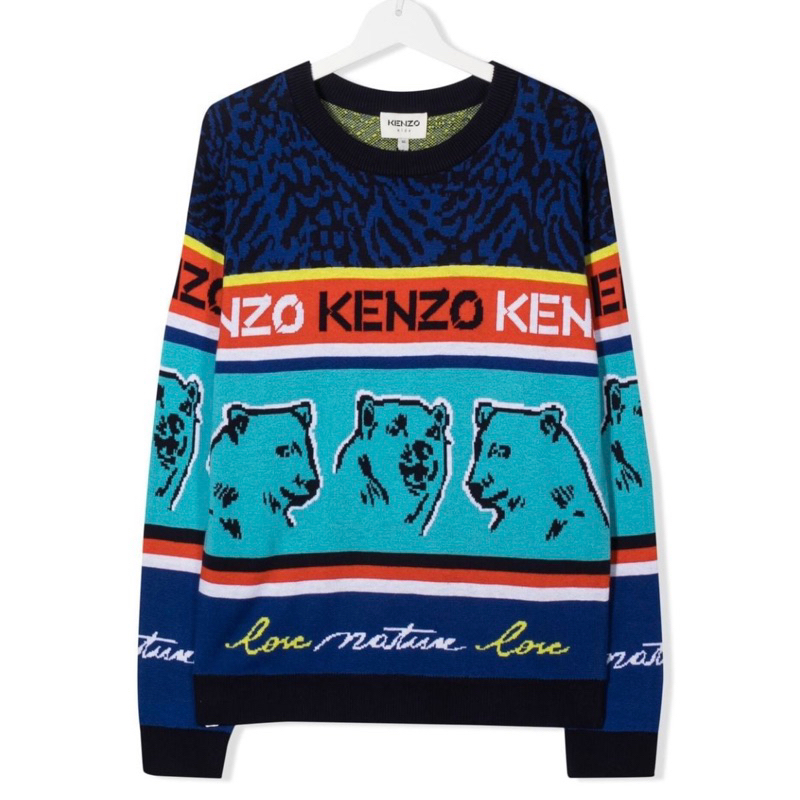 ✴Sparkle歐美精品✴ KENZO 經典Logo北極熊滿版長袖針織毛衣針織