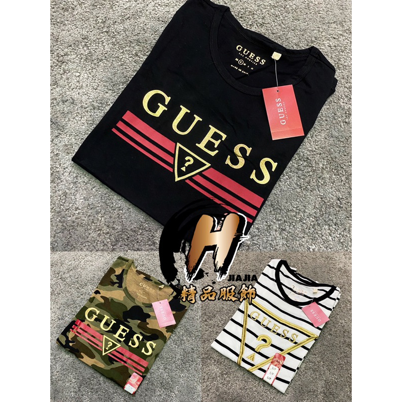 H精品服飾💎Guess 女款經典LOGO 燙金/滿版/迷彩女版短袖| 蝦皮購物