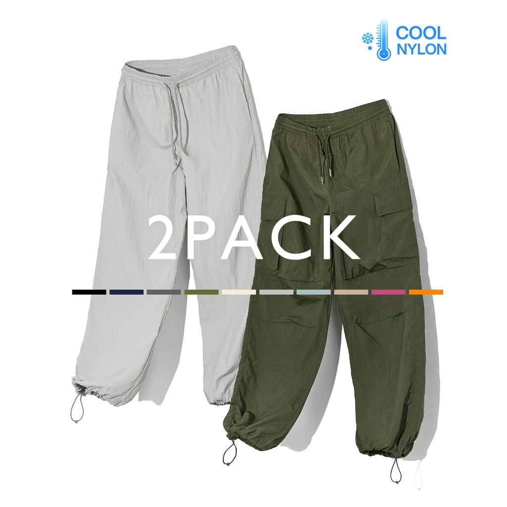 【zz韓國代購🇰🇷】 🔥買一送一🔥 Code Graphy Cool Nylon Pants 長褲 寬褲 工裝褲 涼感