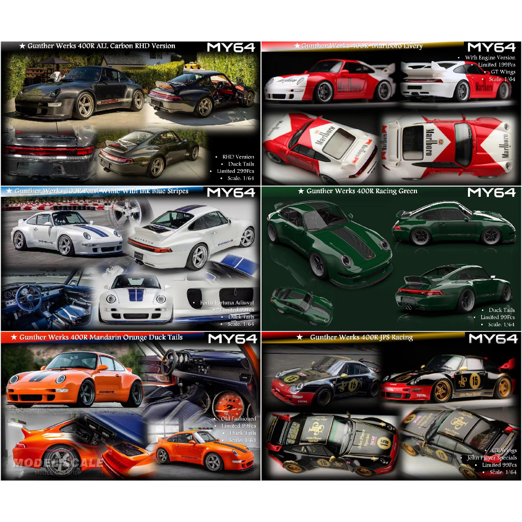 SCM MY64 1:64 Porsche Gunther Werks 993 400R Ducktail GT