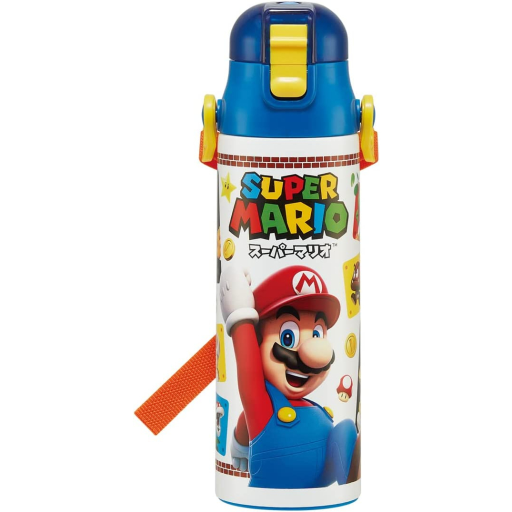 Skater Super Mario Stainless Water Bottle 580ml As Shown in Figure One Size