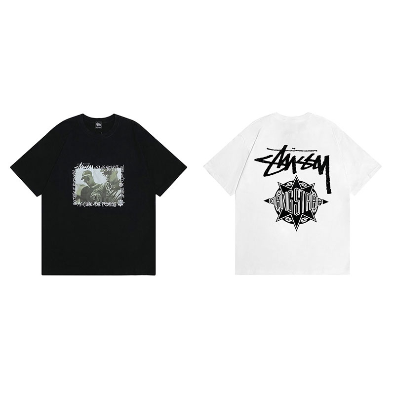 Stussy X GANG STARR 聯名款SS23 圓領人物字母印花男女短袖T-shirt