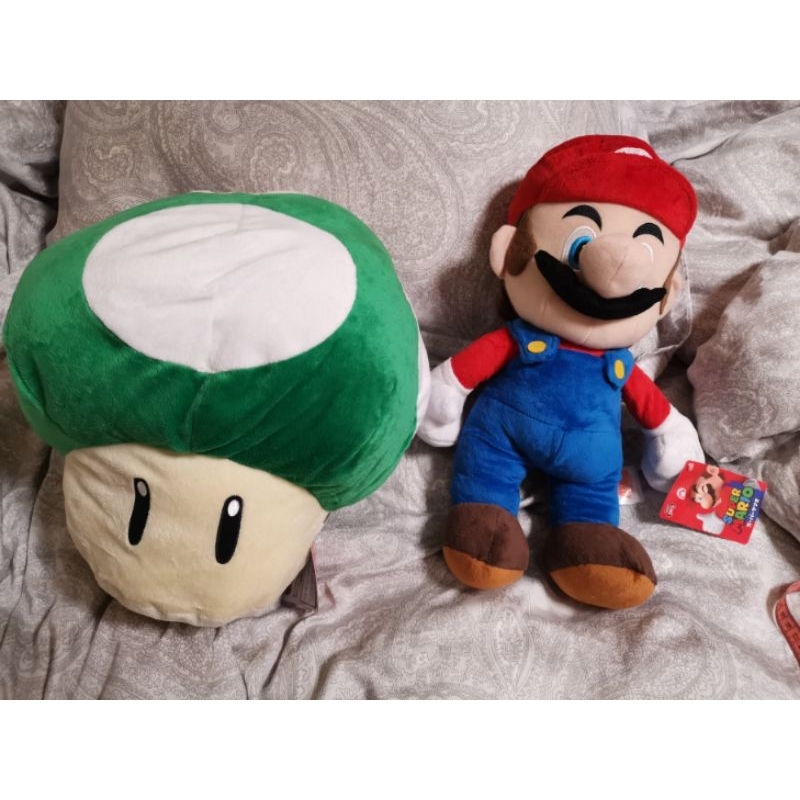（全新品） 日本帶回 JAMMA 超級任天堂世界 瑪利歐 綠魔菇 SUPER MARIO 娃娃 玩偶 抱枕（大） | 蝦皮購物