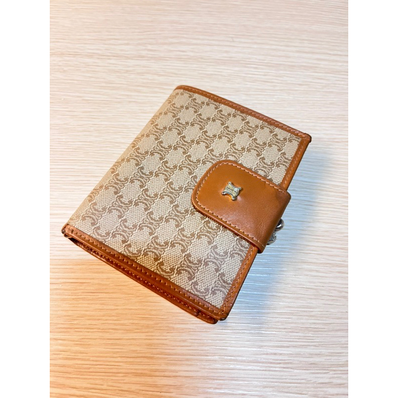 Celine vintage 日本 二手 淺色老花 口金 皮夾 中古短夾 | 蝦皮購物