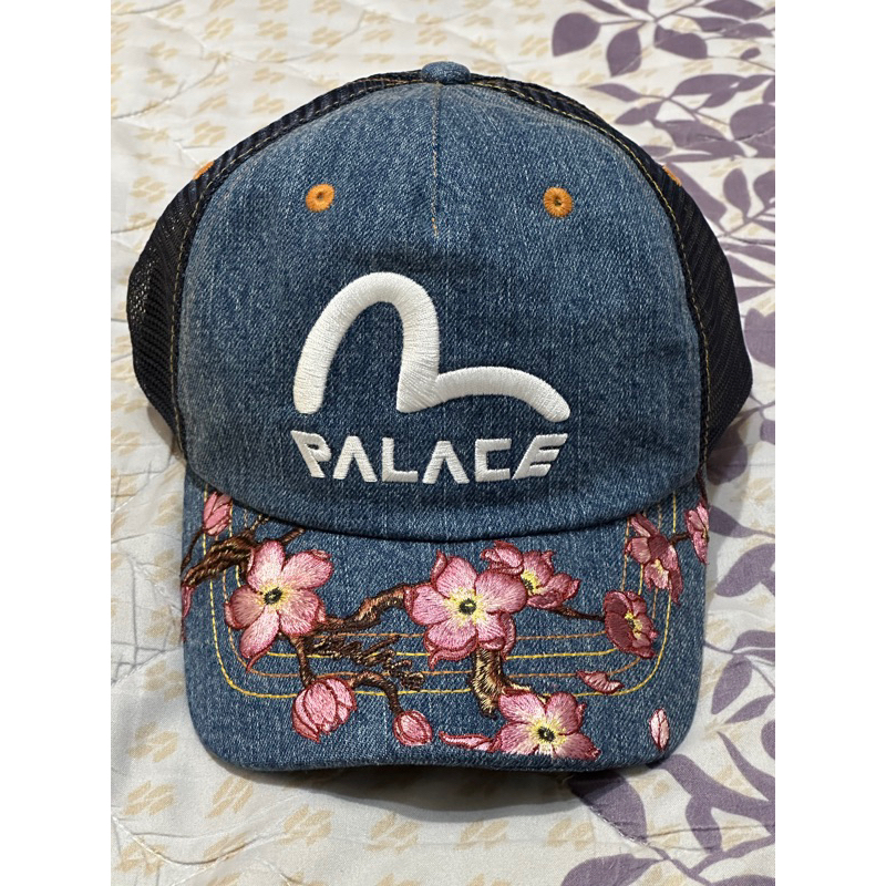 全新 PALACE EVISU DENIM AND MESH TRUCKER STONE WASH 可調整 卡車帽