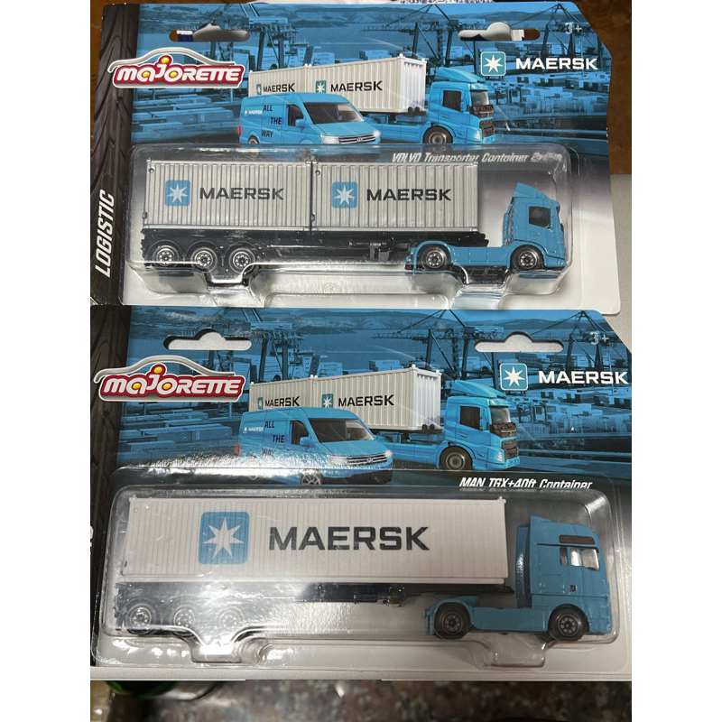 Majorette 美捷輪小汽車1/87 HO規MAERSK 快桅貨櫃運輸系列Volvo MAN