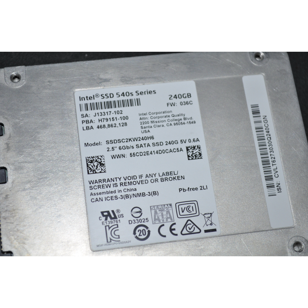 Intel 540S 2.5 SSD 240G 704 SSDSC2KW240H6