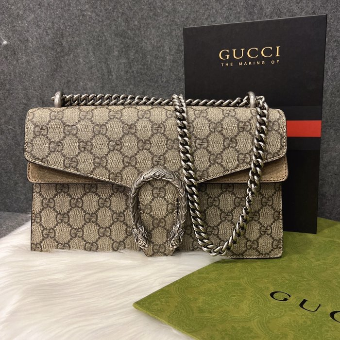 哈極品】二手美品《GUCCI 古馳字紋Dionysus系列小款酒神鍊包/斜背包/肩