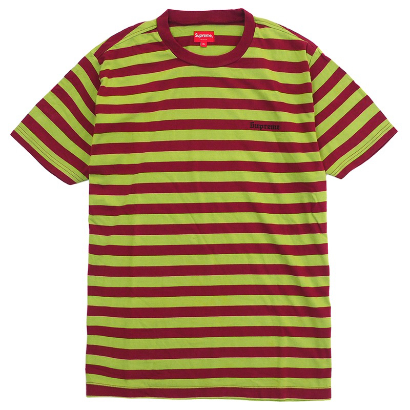 xsPC Supreme bar stripe tee 條紋tee 胸口小logo刺繡L現貨特價| 蝦皮購物