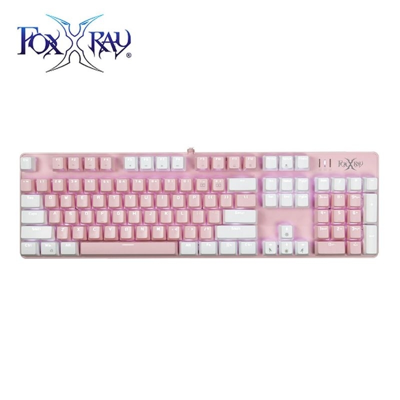 [保固內二手]FOXXRAY 狐鐳（FXR-HKM-68/青軸）粉戀戰狐機械電競鍵盤-白粉 中文鍵盤 | 蝦皮購物