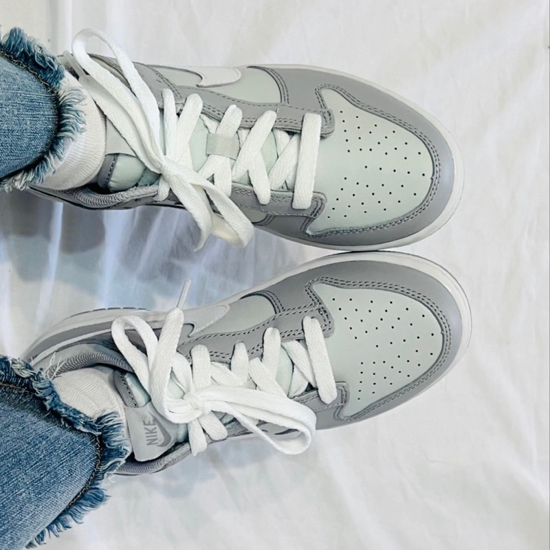 ES- 現貨+預購Nike Dunk Low 灰白白灰經典低筒百搭休閒鞋GS 大童