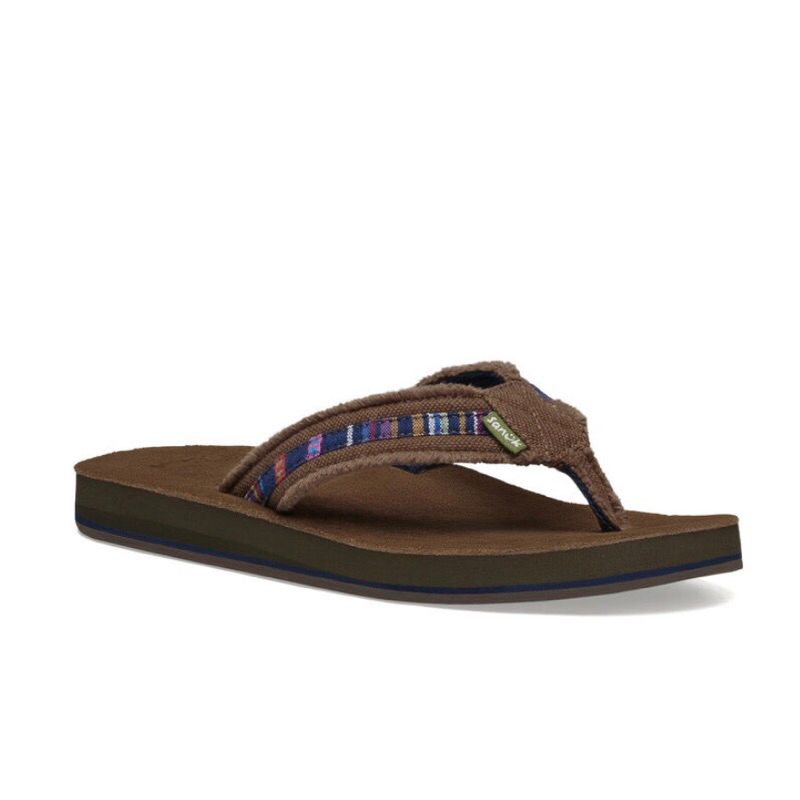 【晴天小舖】現貨: 美國 Sanuk Fraid not 藍底彩色平底夾腳拖鞋涼鞋 厚底 男款 全新真品 山路克 笑臉鞋 | 蝦皮購物