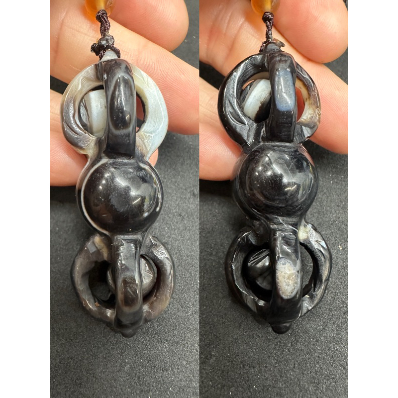 D9194 天然西藏原礦金剛杵九頁岩天眼珠九頁岩天珠項鍊| 蝦皮購物