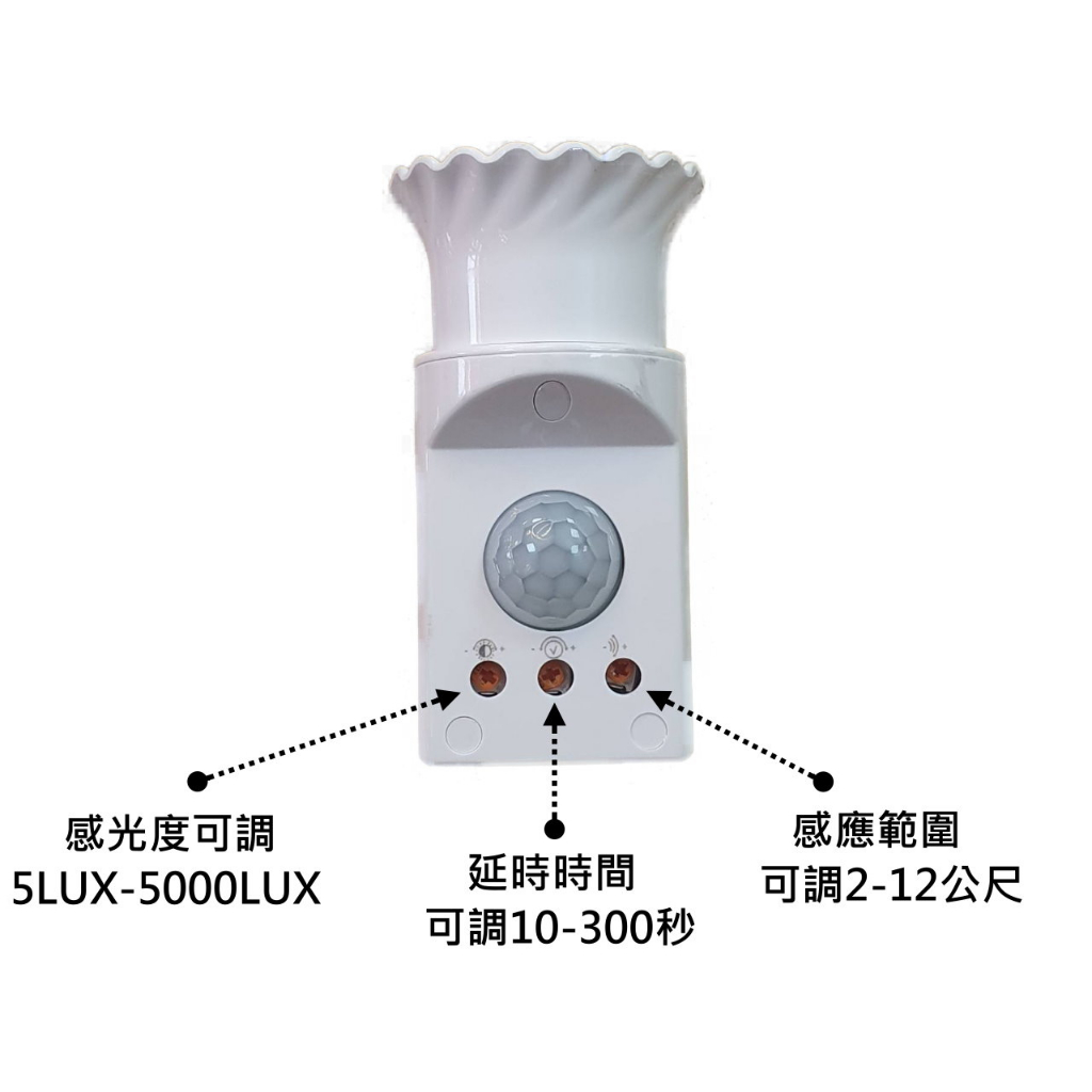 直插式插電 / 接線式紅外線人體感應燈座 感應器插頭 直接插電 免電池 可調感應範圍及延時時間 | 蝦皮購物